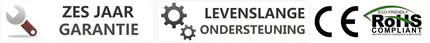 Zes jaar garantie voor GPS reference tijd server, levenslange ondersteuning, CE- en RoHS-symbolen.